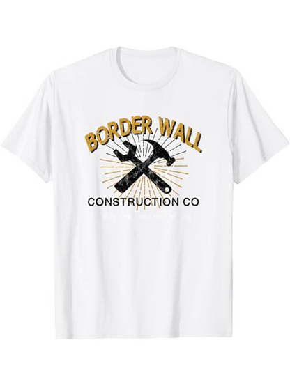 Men's Graphic T-Shirt Border Wall Construction Co Retro Tools Graphic With Sunburst And Hammer