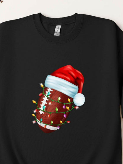 Men's Graphic T-Shirt Festive Holiday Lights Wrapping A Santa Hat Football