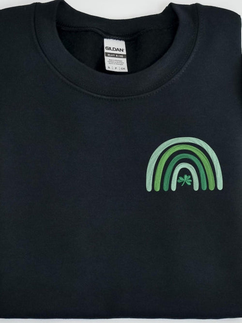 Men's Graphic T-Shirt Minimalist Green Rainbow With Lucky Clover Emblem Motif