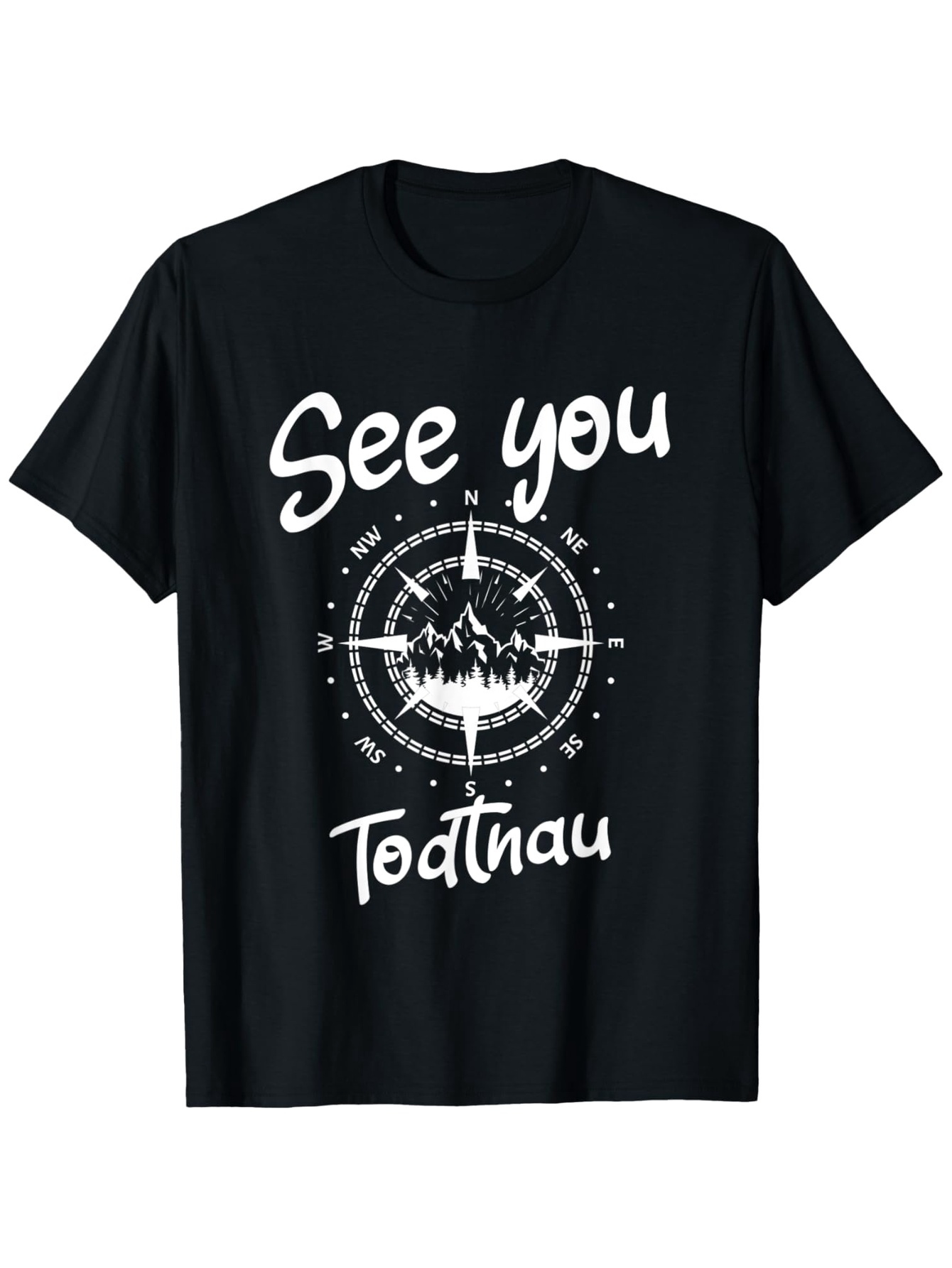 Men's Graphic T-Shirt See You Compass With Alpine Peaks Among Mountain Landscape