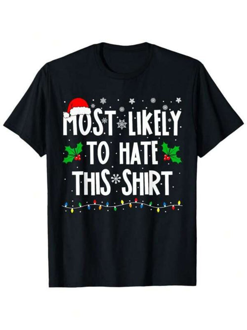 Men's Graphic T-Shirt Most Likely To Hate This Shirt Christmas Lights And Holly Leaves T Shirt