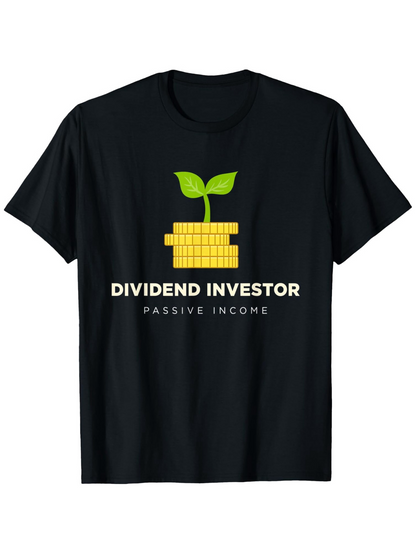 Men's Graphic T-Shirt Dividend Investor Stacked Gold Coins With Green Seedling Growing