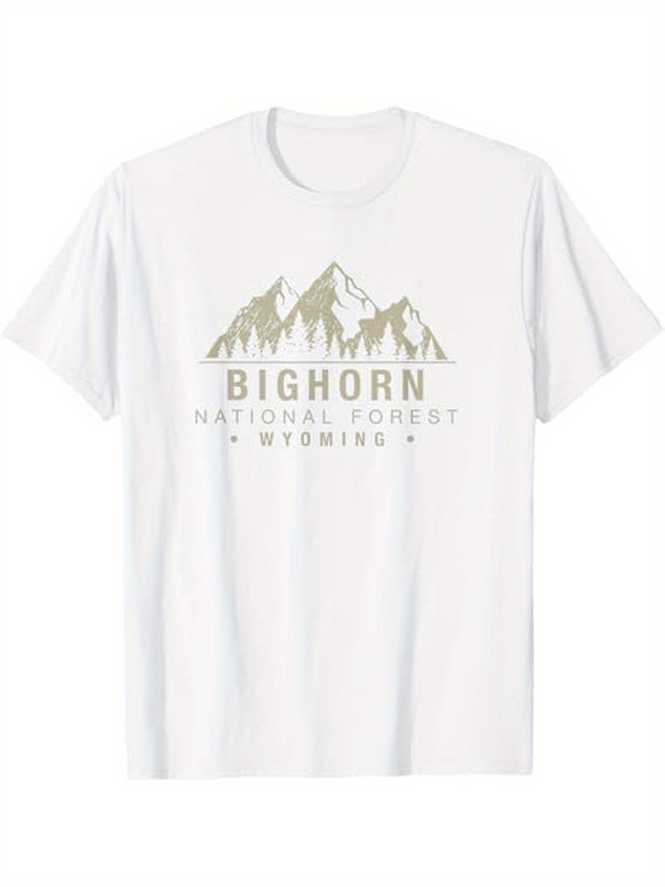 Men's Graphic T-Shirt Bighorn National Forest Print With Snowy Mountain View Under Clear Sky
