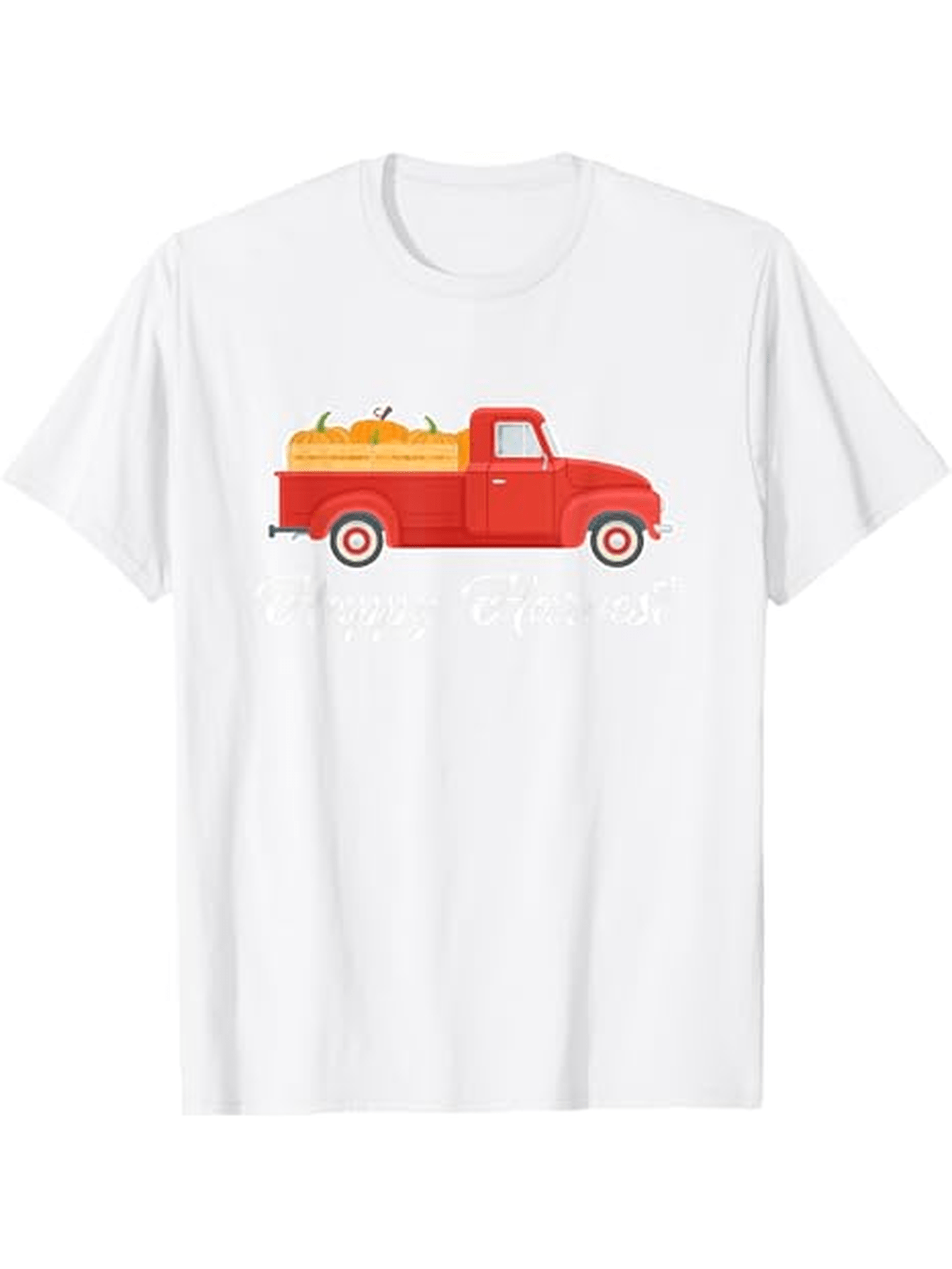 Men's Graphic T-Shirt Classic Red Truck With Pumpkins And Autumn Harvest Truck
