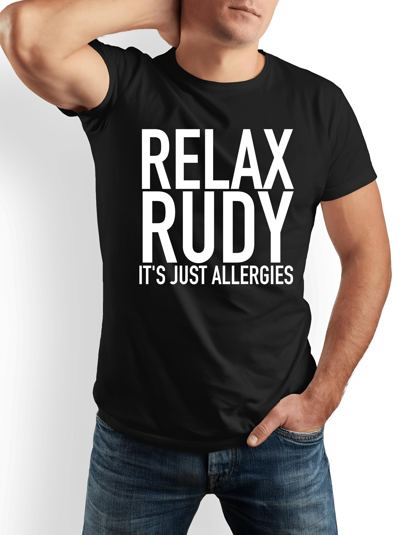 Men's Graphic T-Shirt Relax Rudy Bold Lettering With Straight Vertical Text Arrangement T Shirt