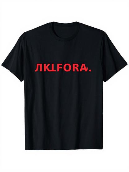Men's Graphic T-Shirt LKLFORA Bold Red Letters On Plain Cotton Fabric T Shirt