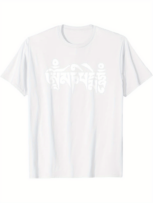 Men's Graphic T-Shirt Sanskrit Om Mani Padme Hum text