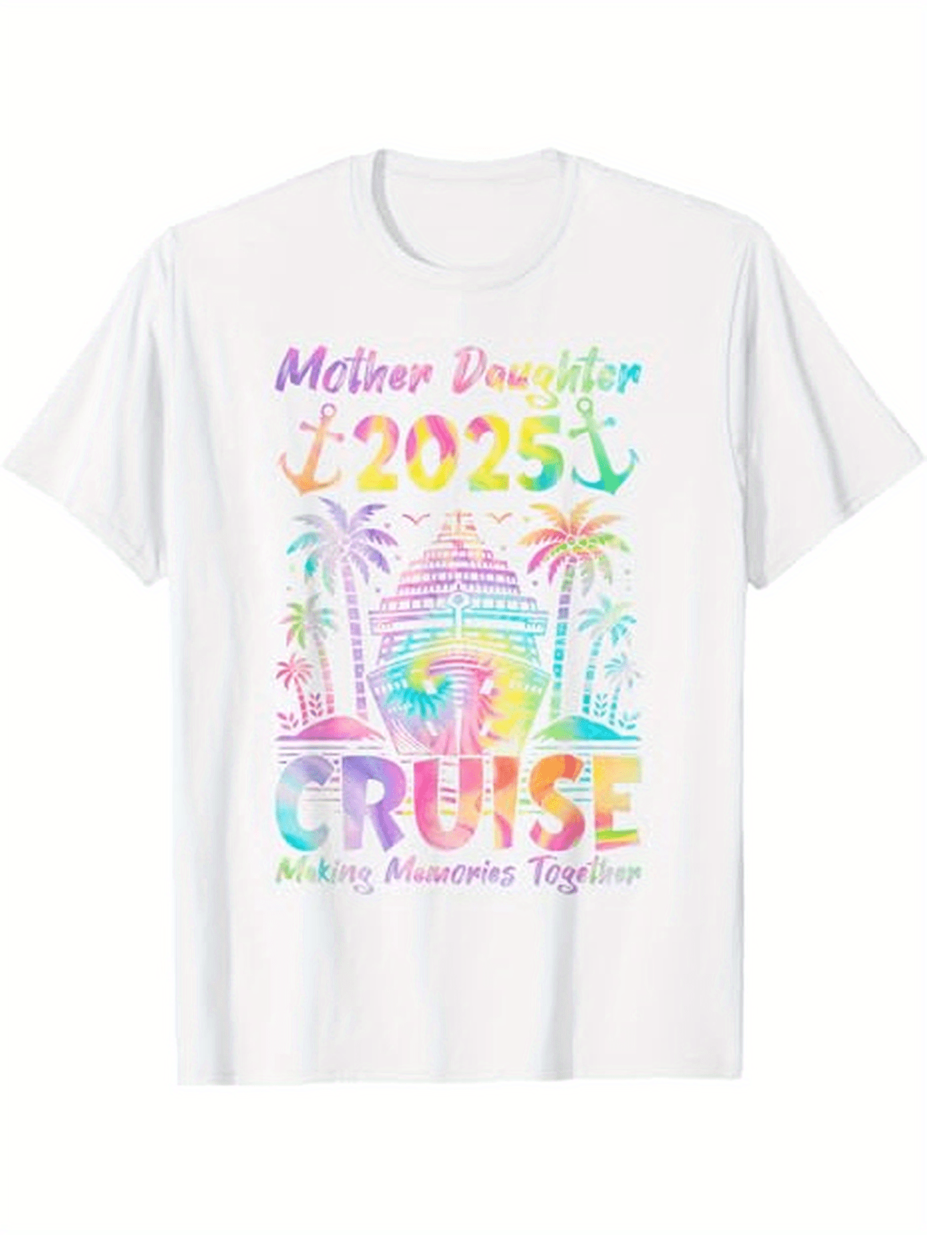 Men's Graphic T-Shirt Mother Daughter 2025 Cruise Palm Trees Beach Sun Holiday Shirt