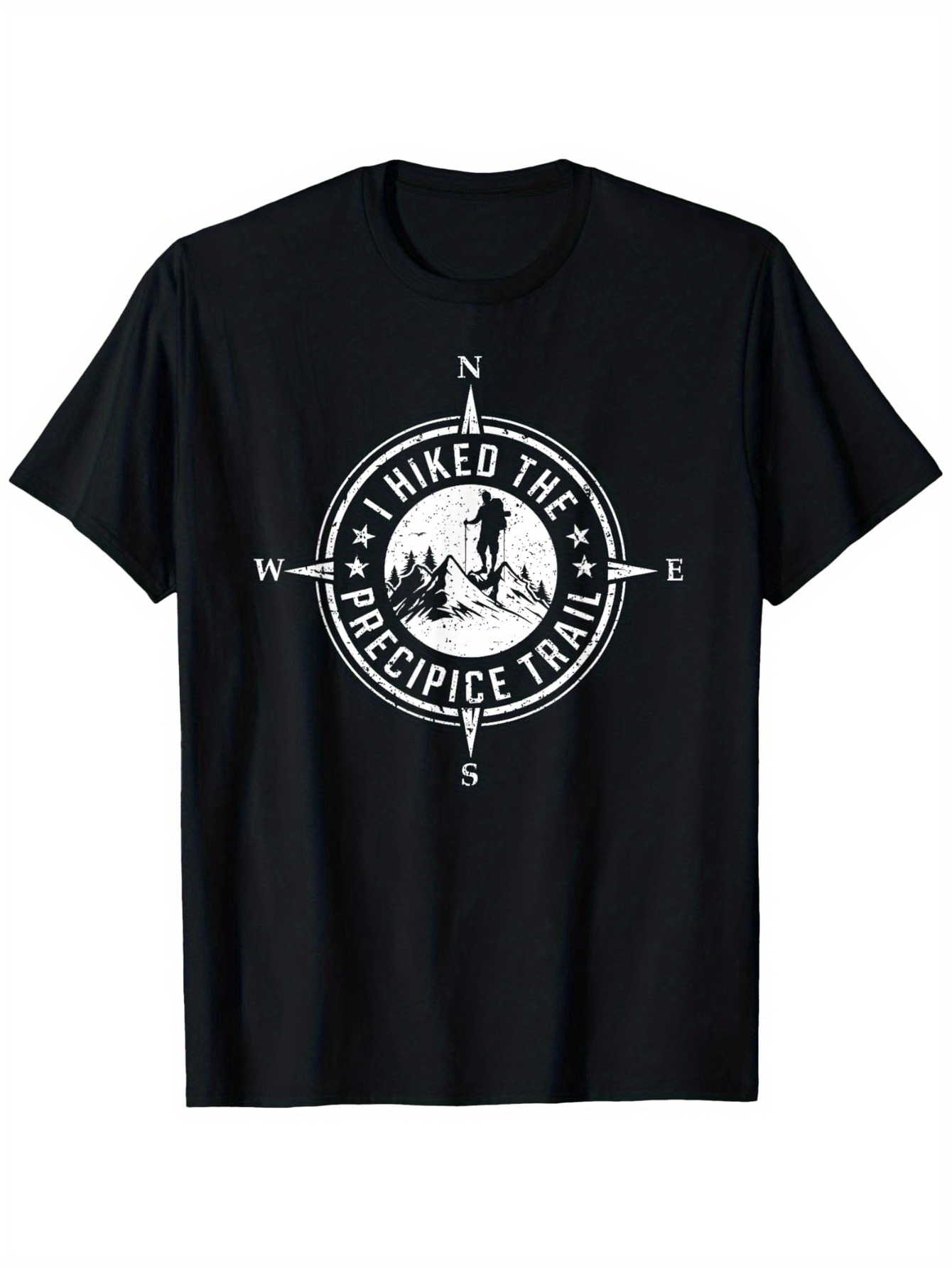 Men's Graphic T-Shirt Hiked The Precipice Trail With Mountains And Compass Design