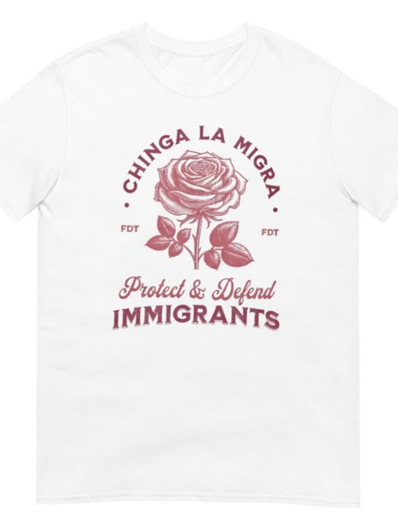 Men's Graphic T-Shirt Protect Defend Immigrants With Vintage Floral Illustration Rose