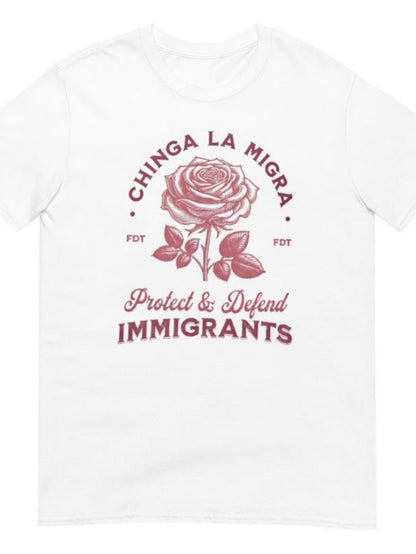 Men's Graphic T-Shirt Protect Defend Immigrants With Vintage Floral Illustration Rose