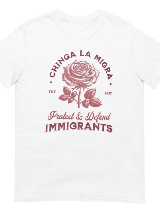 Men's Graphic T-Shirt Protect Defend Immigrants With Vintage Floral Illustration Rose