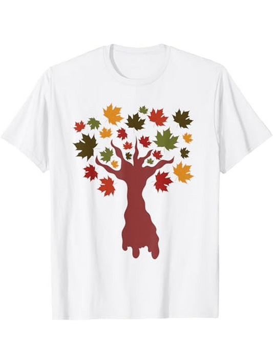 Men's Graphic T-Shirt Colorful Autumn Leaves Scattered Around Spreading Branches Of Maple Tree