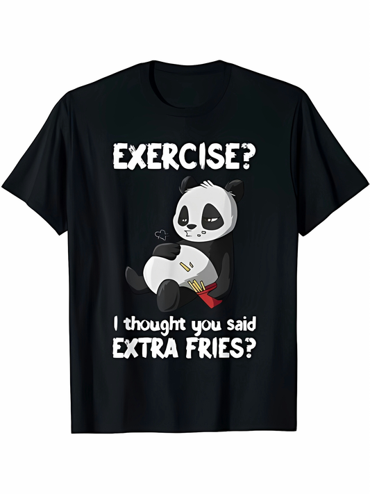 Men's Graphic T-Shirt Exercise I Thought You Said Extra Fries Panda Eating French Fries