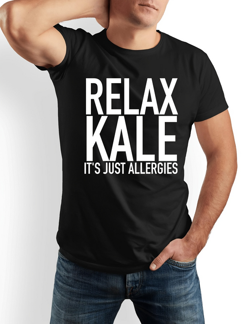 Men's Graphic T-Shirt Relax Kale Bold Statement White Lettering On Simple Cotton Shirt