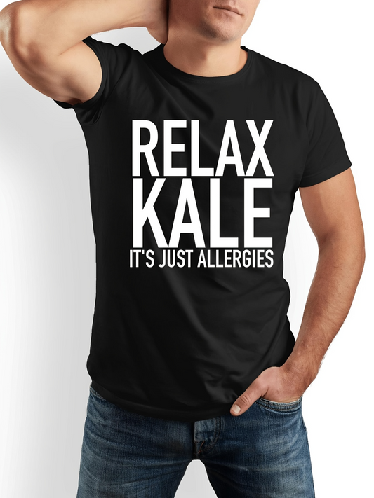 Men's Graphic T-Shirt Relax Kale Bold Statement White Lettering On Simple Cotton Shirt