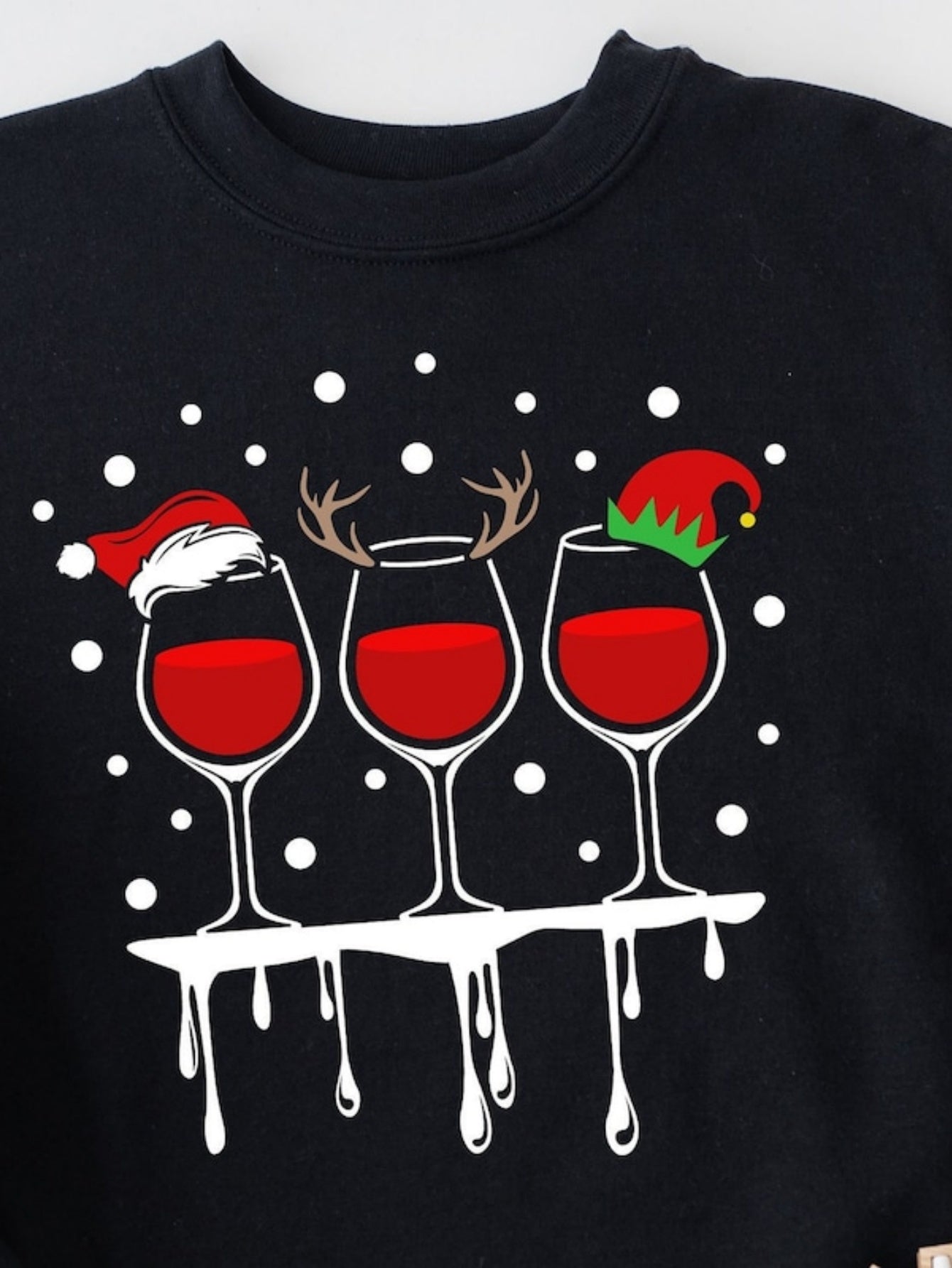 Men's Graphic T-Shirt Festive Holiday Wine Glasses Surrounded By Falling Snowflakes Under Christmas Hats