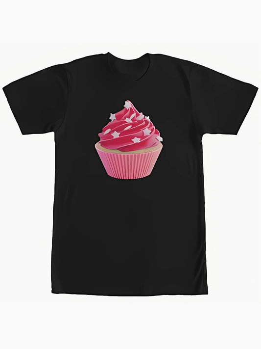 Men's Graphic T-Shirt Sweet Pink Frosting With Star Sprinkles And Cupcake Wrapper Cupcake