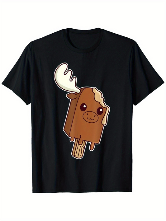 Men's Graphic T-Shirt Adorable Cartoon Chocolate Dessert Moose Ice Cream Bar