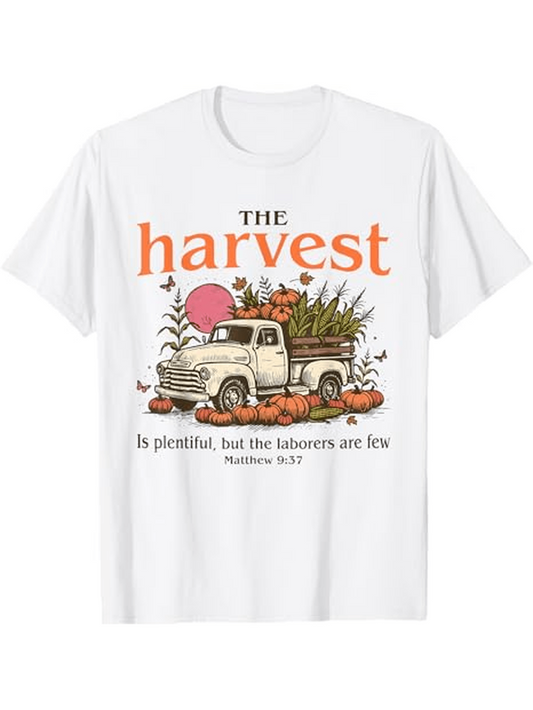 Men's Graphic T-Shirt The Harvest Classic White Pickup Truck With Pumpkins Autumn Sun