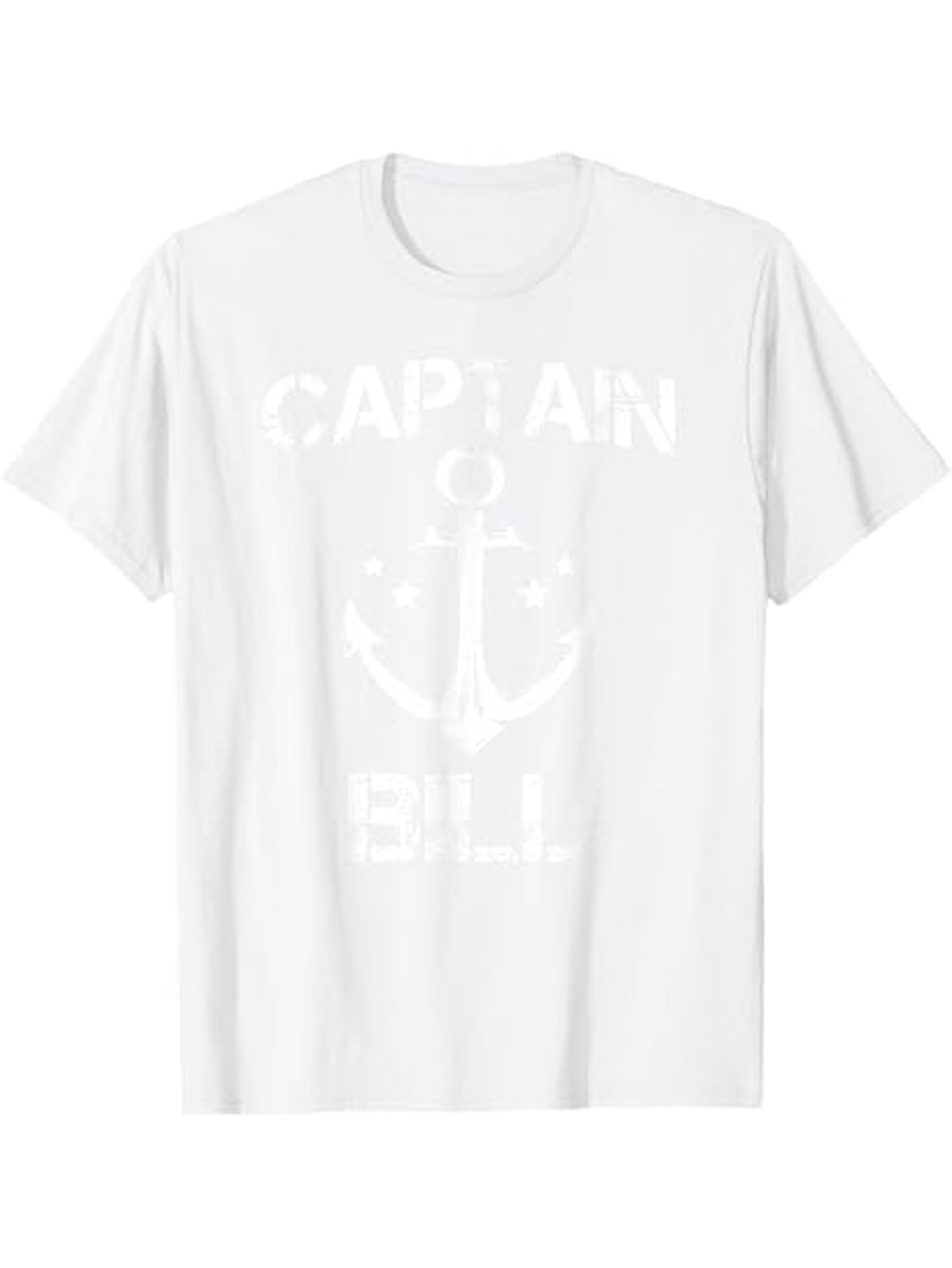 Men's Graphic T-Shirt Captain Bill Nautical Anchor Surrounded By Oceanic Motifs White T Shirt