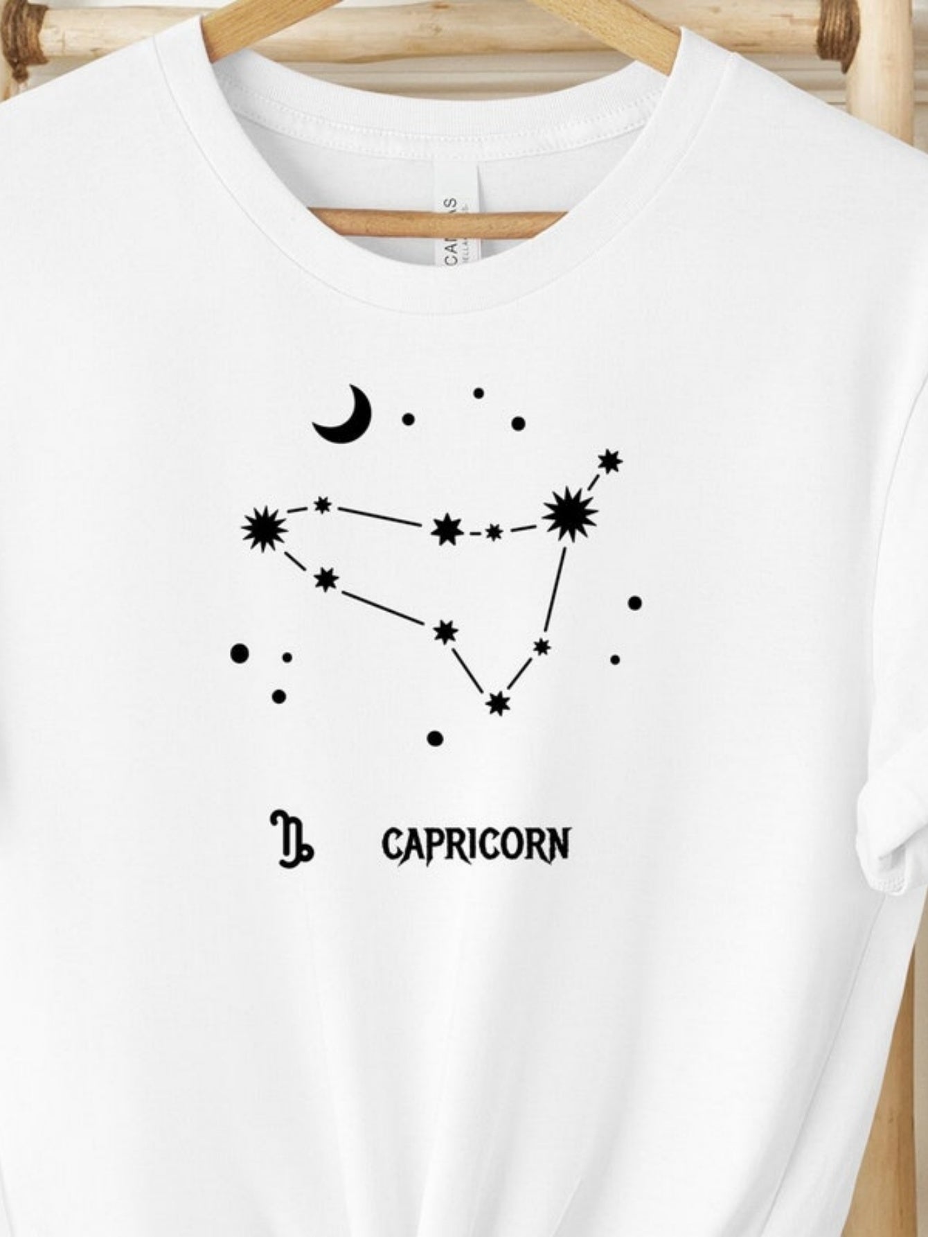 Men's Graphic T-Shirt Capricorn Constellation With Stars And Crescent Moon Symbol