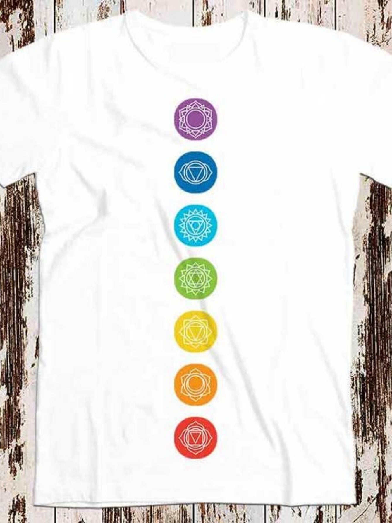 Men's Graphic T-Shirt Colorful Meditation Symbols In Vertical Sequence Chakra Mandalas
