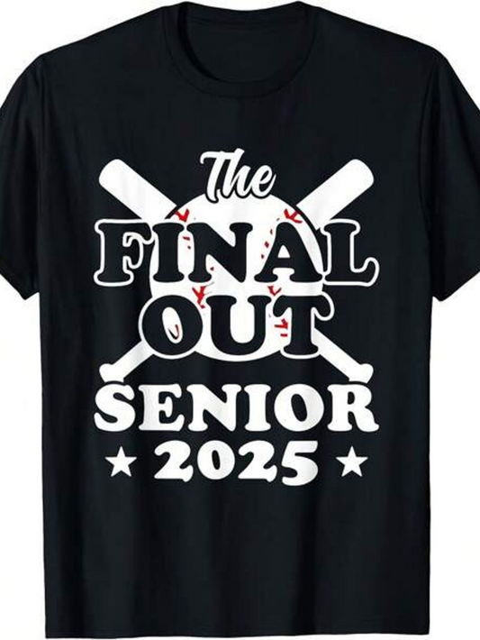 Men's Graphic T-Shirt The Final Out Senior 2025 Baseball Bats Behind Bold Lettering
