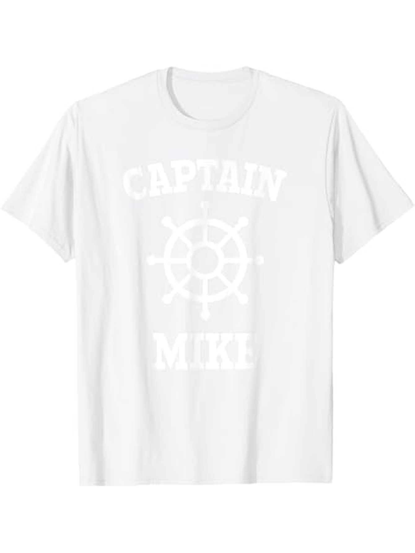 Men's Graphic T-Shirt Captain Mike Nautical Ship Wheel With Bold Lettering T Shirt