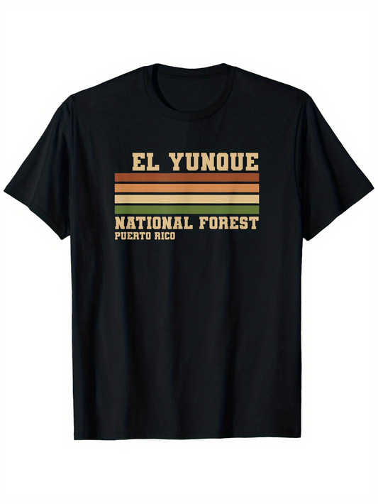 Men's Graphic T-Shirt El Yunque National Forest Puerto Rico With Vintage Sunset Stripes Graphic Tee