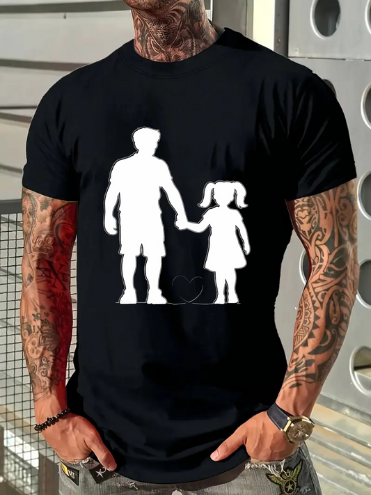 Men's Graphic T-Shirt Silhouette Figures Hand In Hand Child With Caring Parental Shadow