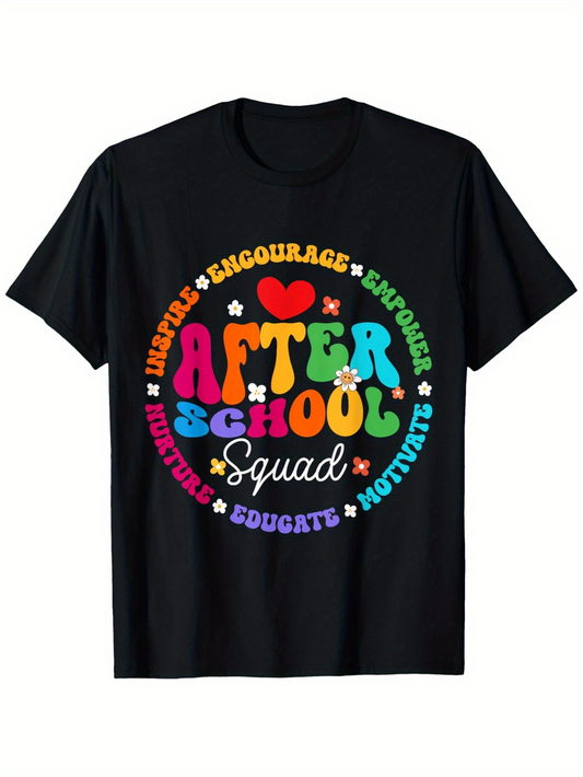 Men's Graphic T-Shirt After School Squad Colorful Text Surrounded By Inspirational Words