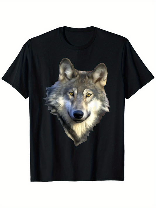 Men's Graphic T-Shirt Realistic Fur Shading With Cool Tones Majestic Lone Wolf Portrait Wolf