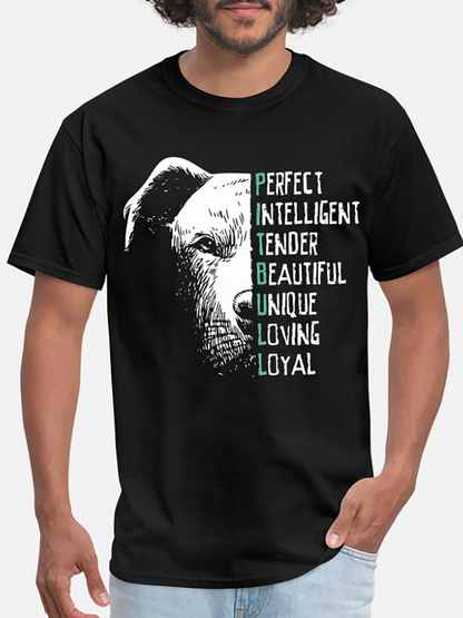 Men's Graphic T-Shirt Perfect Intelligent Tender Beautiful Unique Loving Loyal With Half Face Realistic Dog