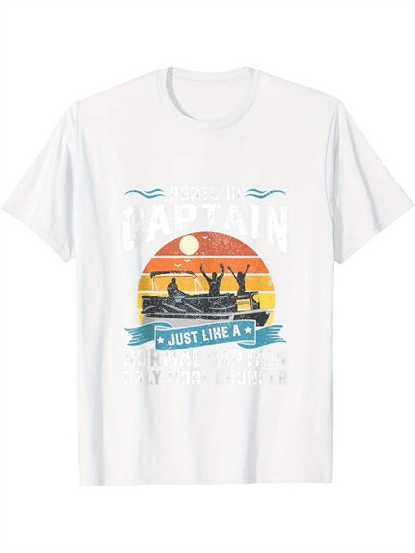 Men's Graphic T-Shirt Just Like A Captain With Boat Crew At Sunset Beach
