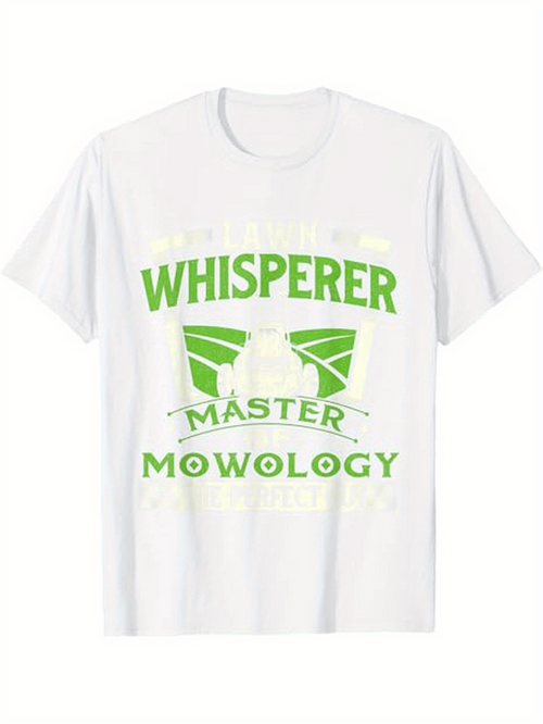 Men's Graphic T-Shirt Whisperer Master Mowology With Green Lawn Mower Graphic