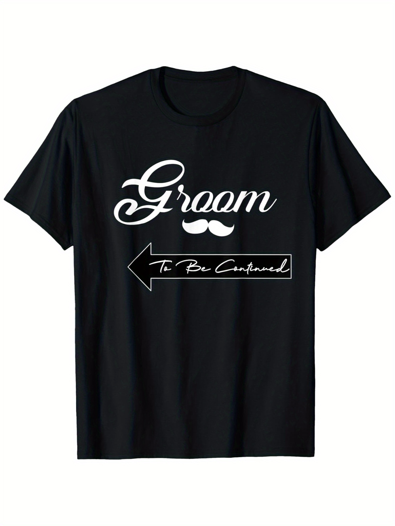 Men's Graphic T-Shirt Groom Arrow Pointing Left With Moustache Graphic Black Tshirt