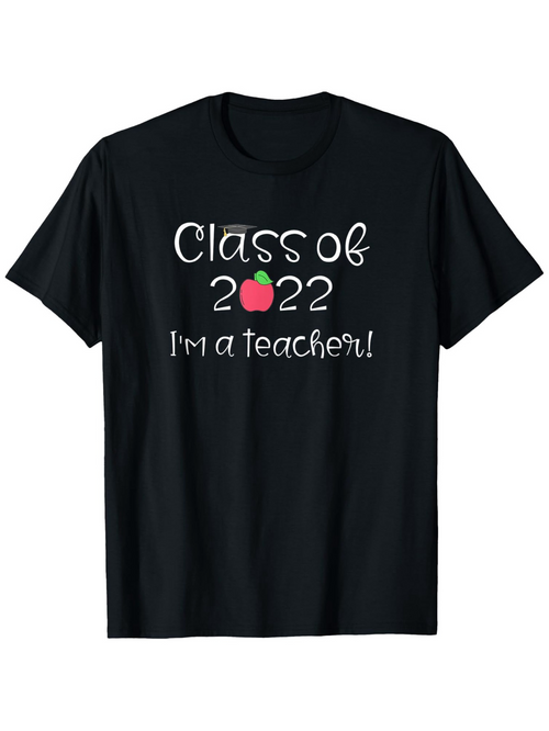 Men's Graphic T-Shirt Class Of 2022 With Red Apple And Cheerful Lettering Teacher