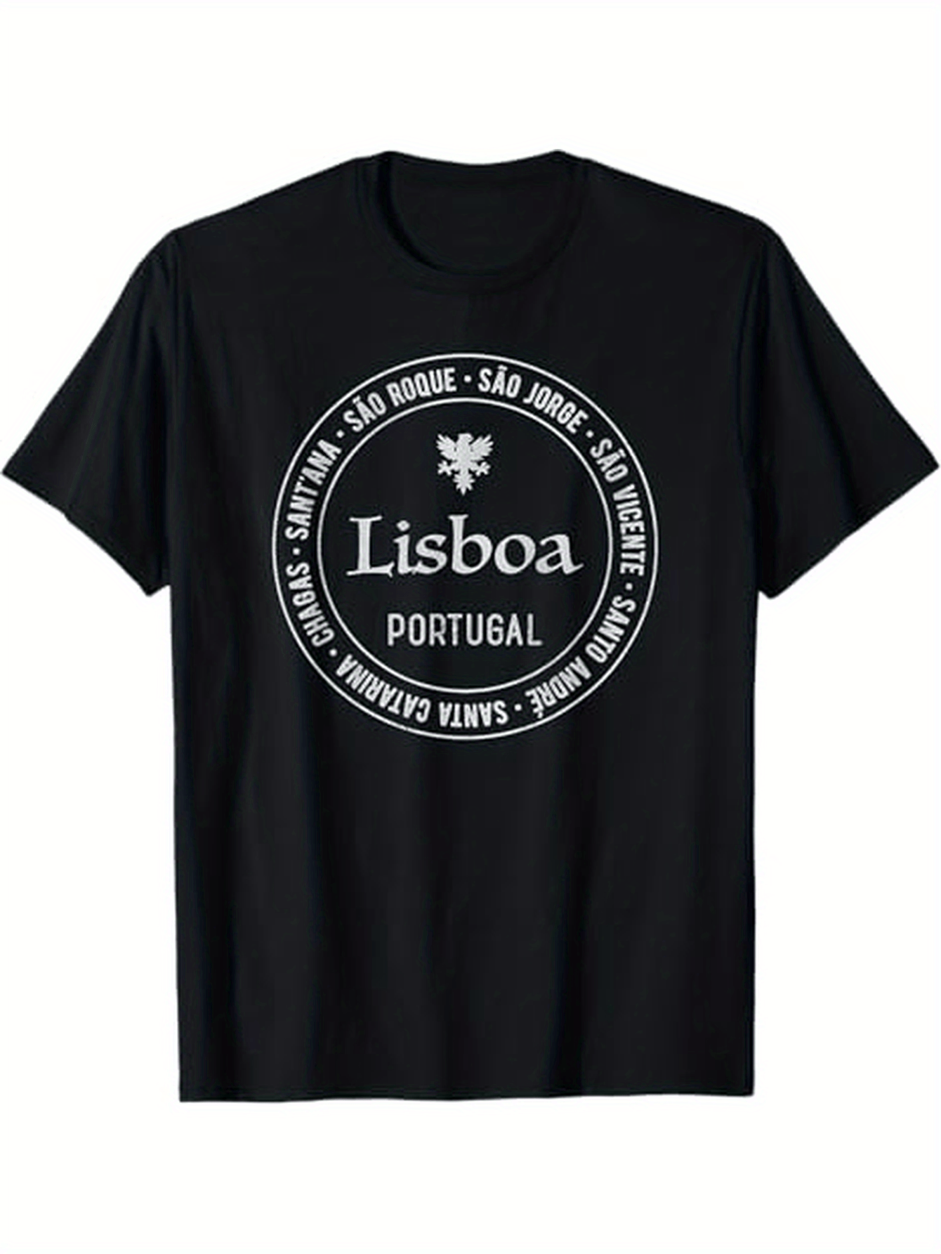 Men's Graphic T-Shirt Lisboa Portugal Round Badge With Location Names Circle Emblem