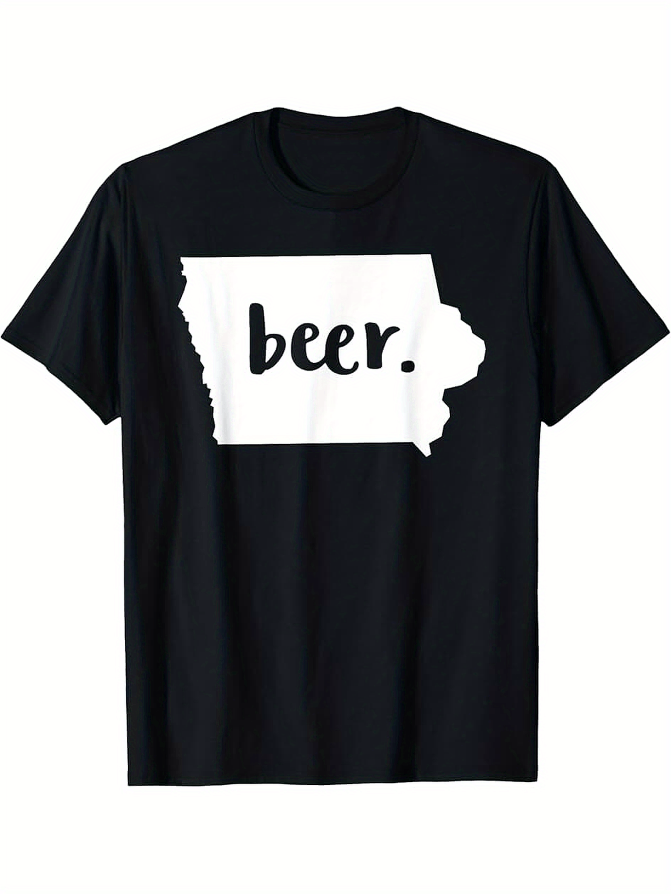 Men's Graphic T-Shirt Handdrawn Beer Script Over Minimal State Outline Vector Silhouette