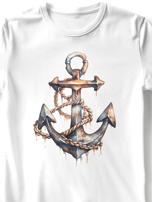 Men's Graphic T-Shirt Rustic Ropes Wrapped On Classic Nautical Iron Anchor