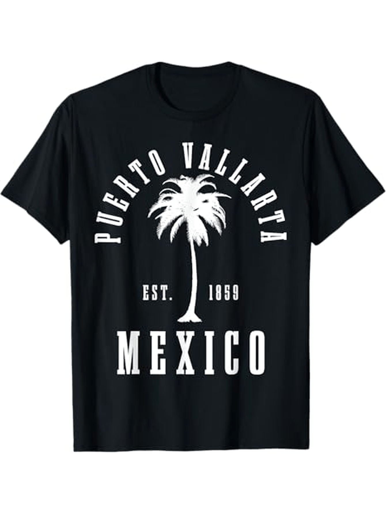 Men's Graphic T-Shirt Puerto Vallarta Est 1969 Mexico With Bold Palm Tree Graphic