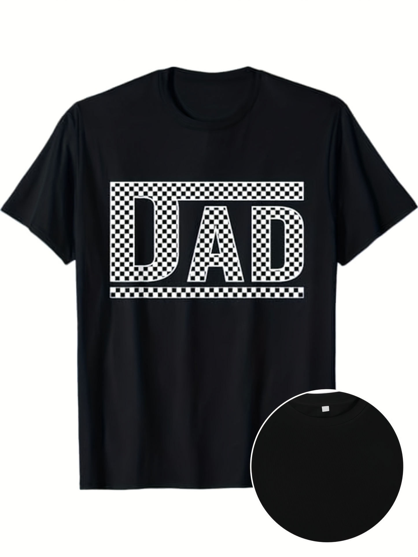 Men's Graphic T-Shirt Bold Checkered Print Letters With Framed Block Design Dad
