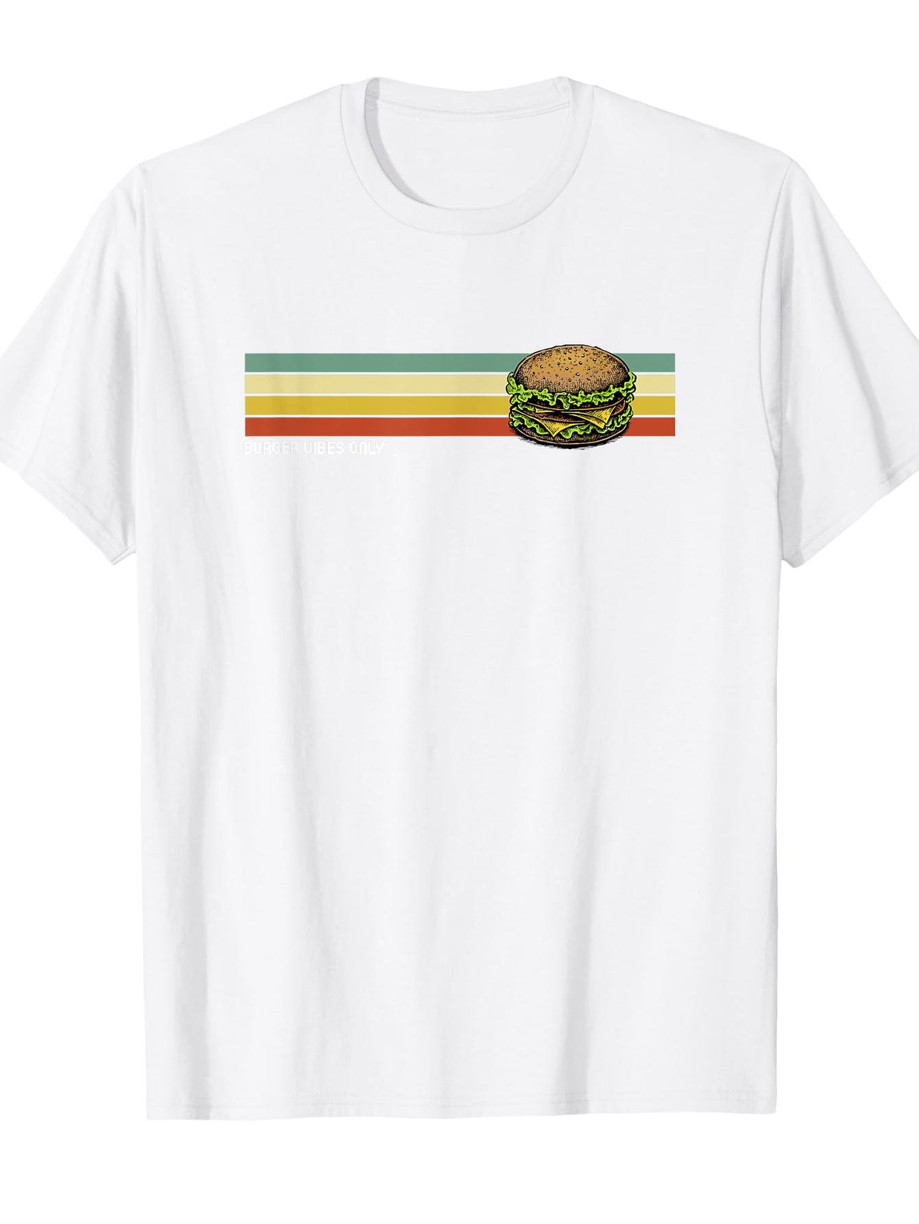 Men's Graphic T-Shirt Vintage Stripes With Classic Lettuce Tomato And Cheese Burger