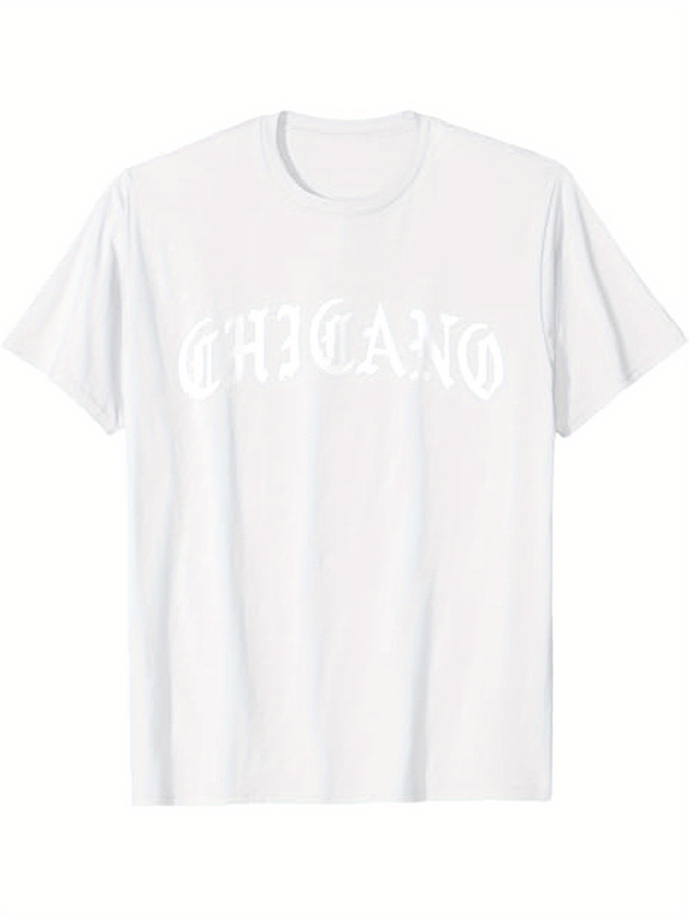 Men's Graphic T-Shirt Chicano Old English Style Lettering On Plain White Shirt