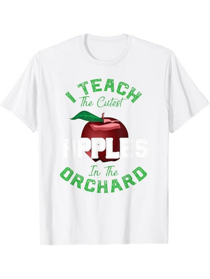 Men's Graphic T-Shirt I Teach The Cutest Apples In The Orchard With Red Fruit And Green Text Apple