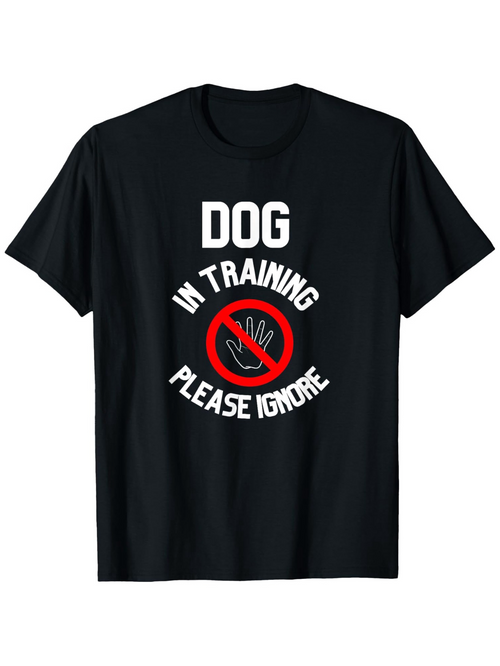 Men's Graphic T-Shirt Dog In Training Please Ignore Simple Hand Sign Embellished Black Shirt