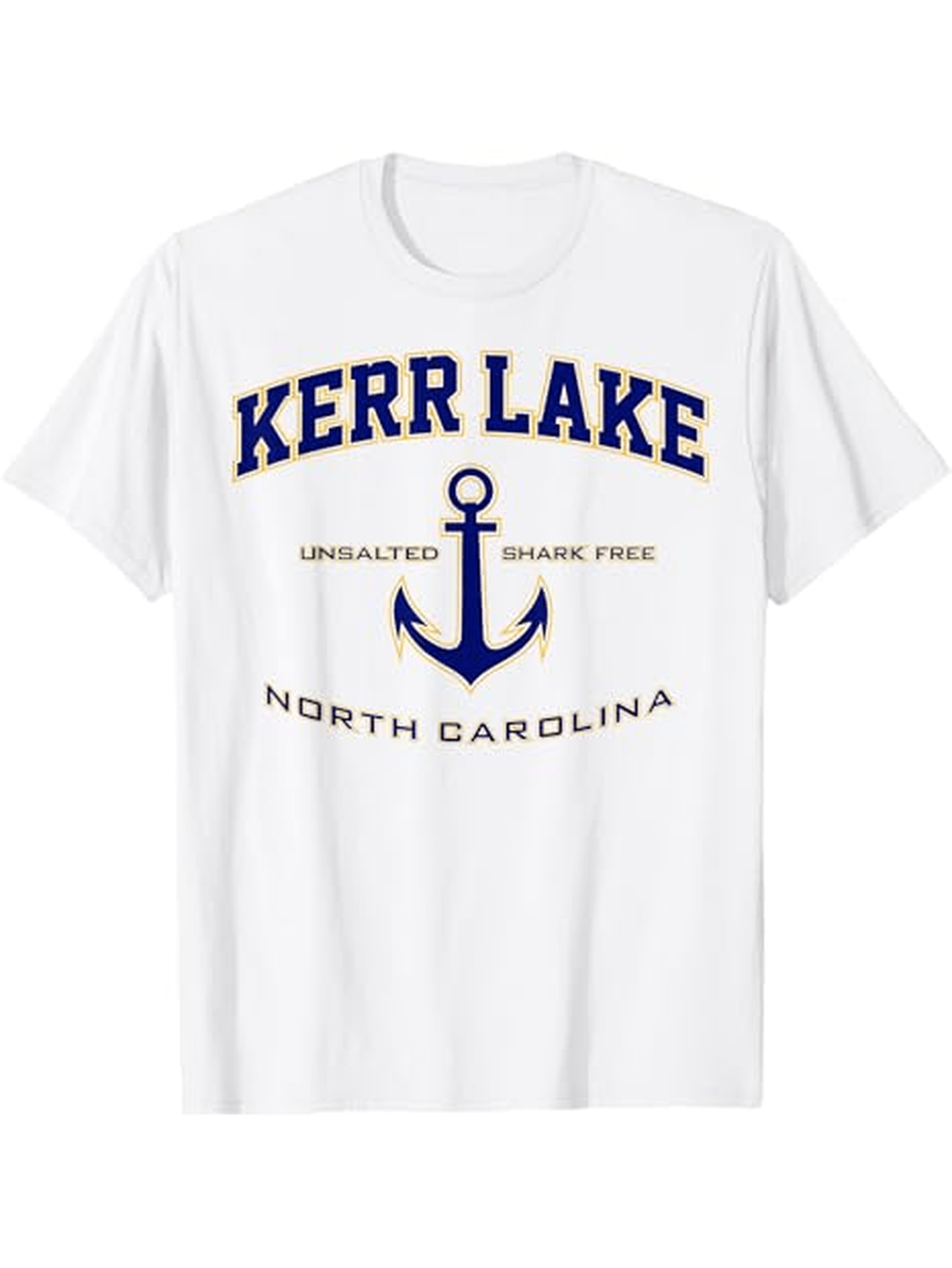 Men's Graphic T-Shirt Kerr Lake Nautical Anchor Under Blue Letters North Carolina