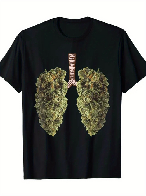 Men's Graphic T-Shirt Realistic Green Herbal Plants Forming Human Lungs Design Lungs