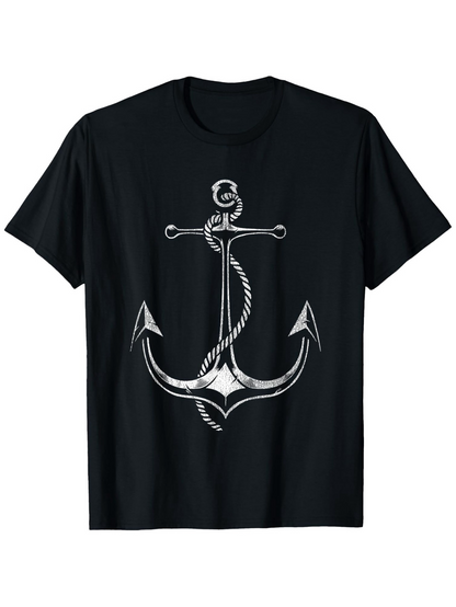 Men's Graphic T-Shirt Shiny Rope With Metallic Reflection Surrounding A Silver Anchor